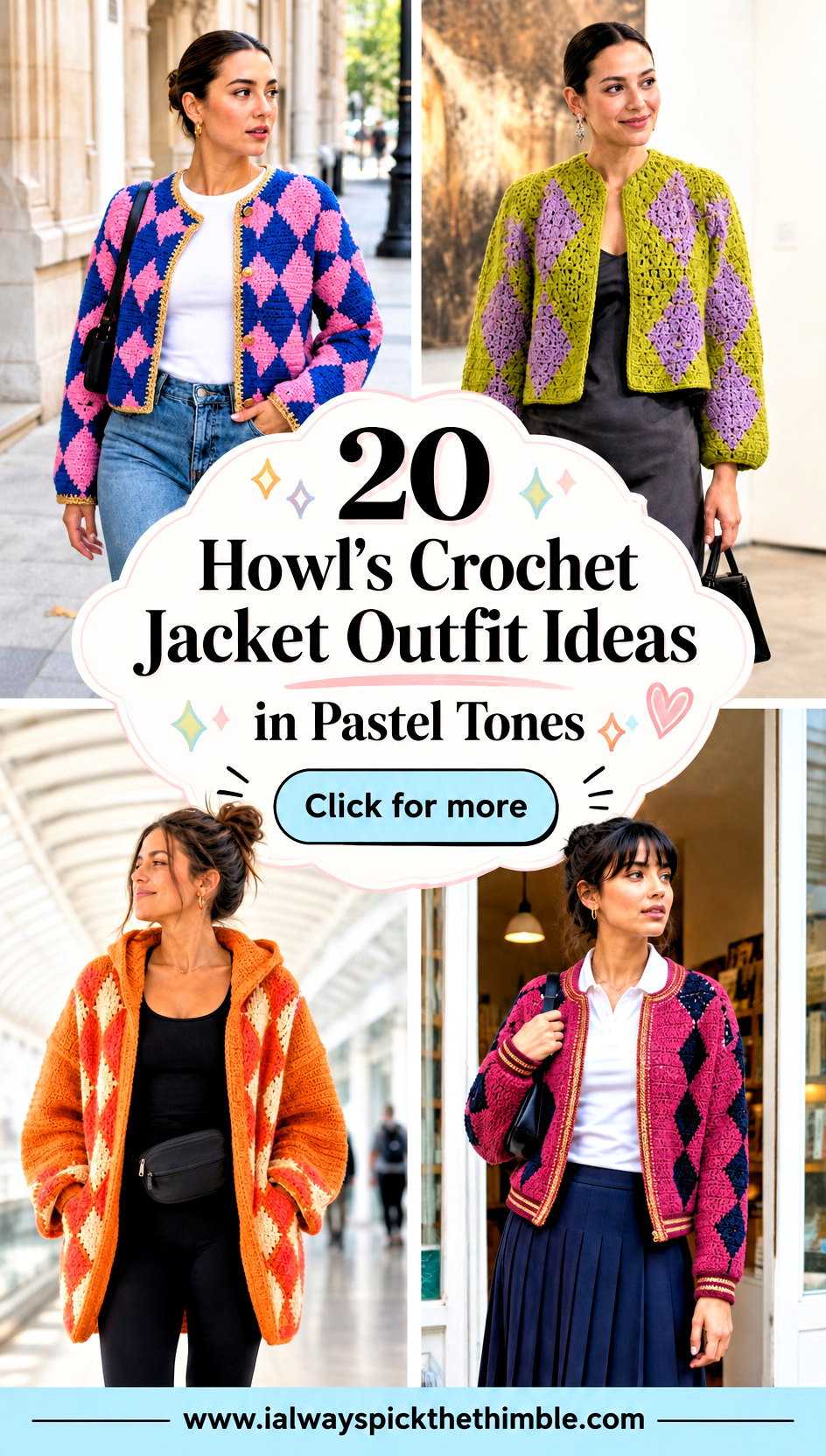 20 Howls Crochet Jacket Outfit Ideas in Pastel Tones - 20 Howl’s Crochet Jacket Outfit Ideas in Pastel Tones