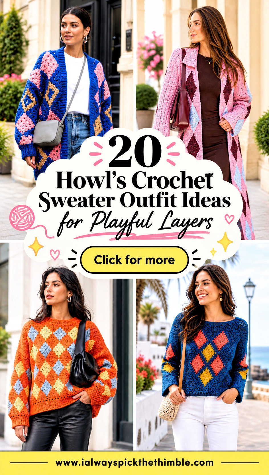 20 Howls Crochet Sweater Outfit Ideas for Playful Layers - 20 Howl’s Crochet Sweater Outfit Ideas for Playful Layers