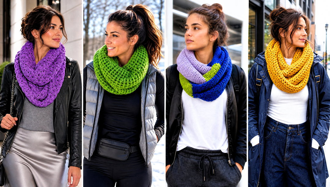 20 Infinite Crochet Scarf Outfit Ideas for Winter Walks
