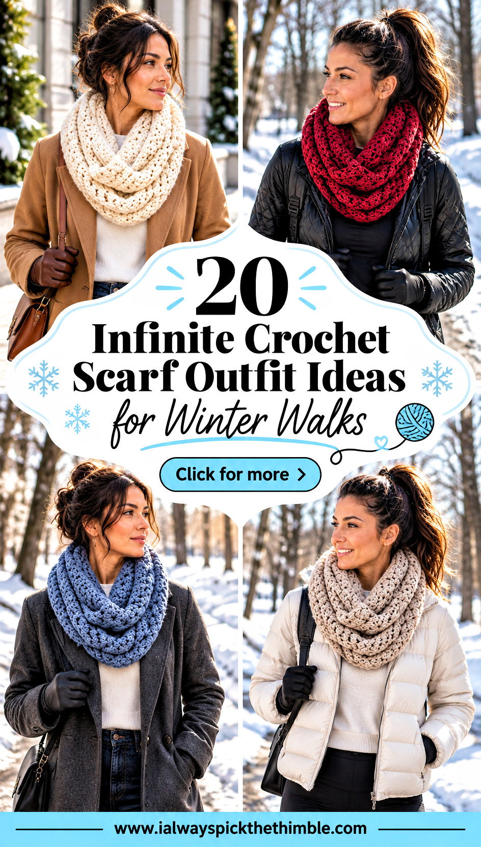 20 Infinite Crochet Scarf Outfit Ideas for Winter Walks - 20 Infinite Crochet Scarf Outfit Ideas for Winter Walks
