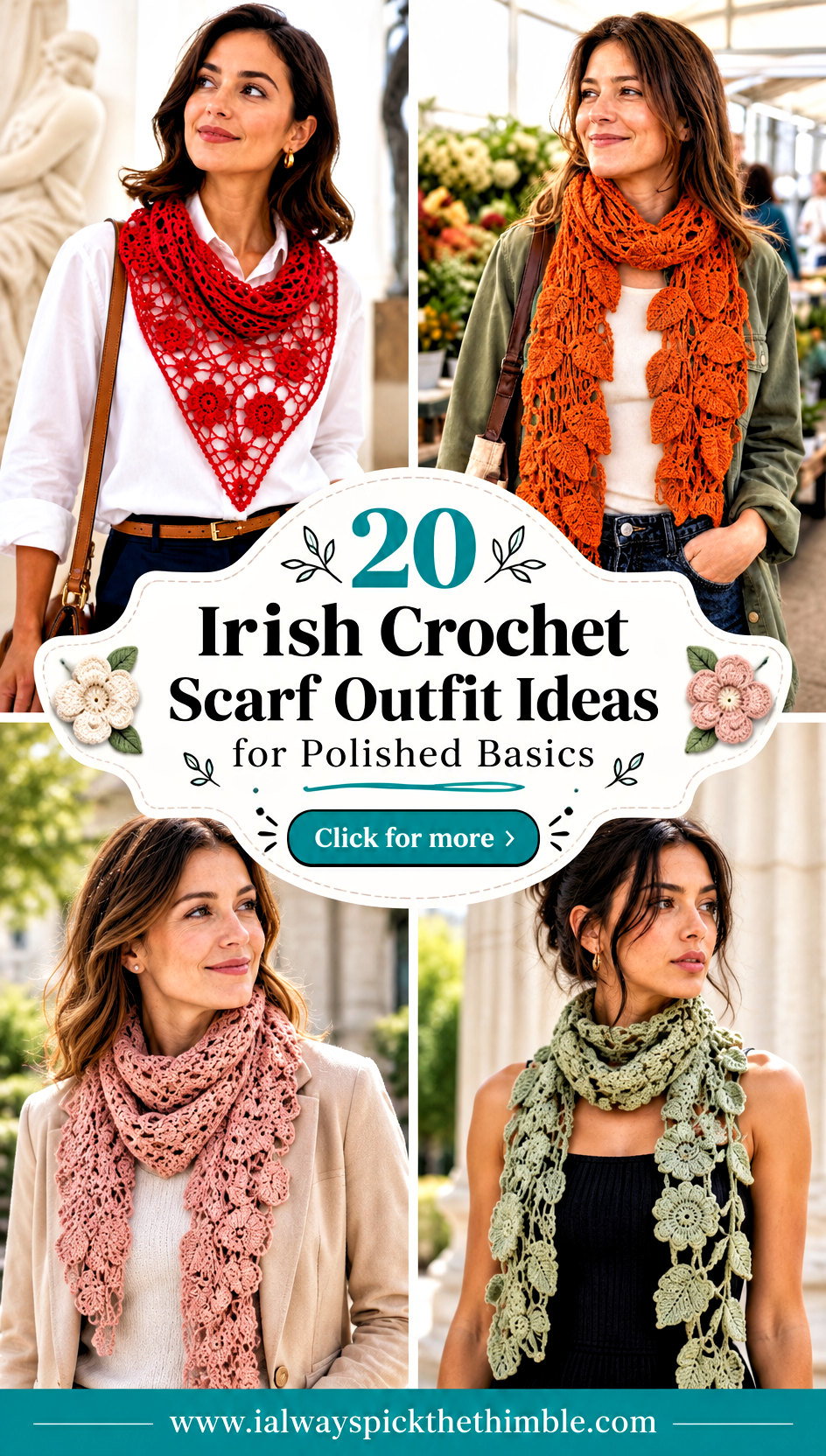 20 Irish Crochet Scarf Outfit Ideas for Polished Basics - 20 Irish Crochet Scarf Outfit Ideas for Polished Basics