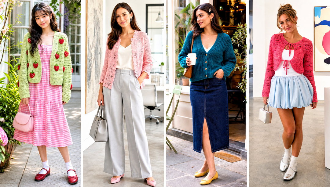20 Kawaii Crochet Cardigan Outfit Ideas in Soft Pastels