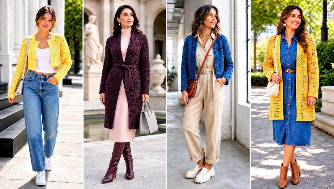 20 Knit Look Crochet Cardigan Outfit Ideas for Workdays