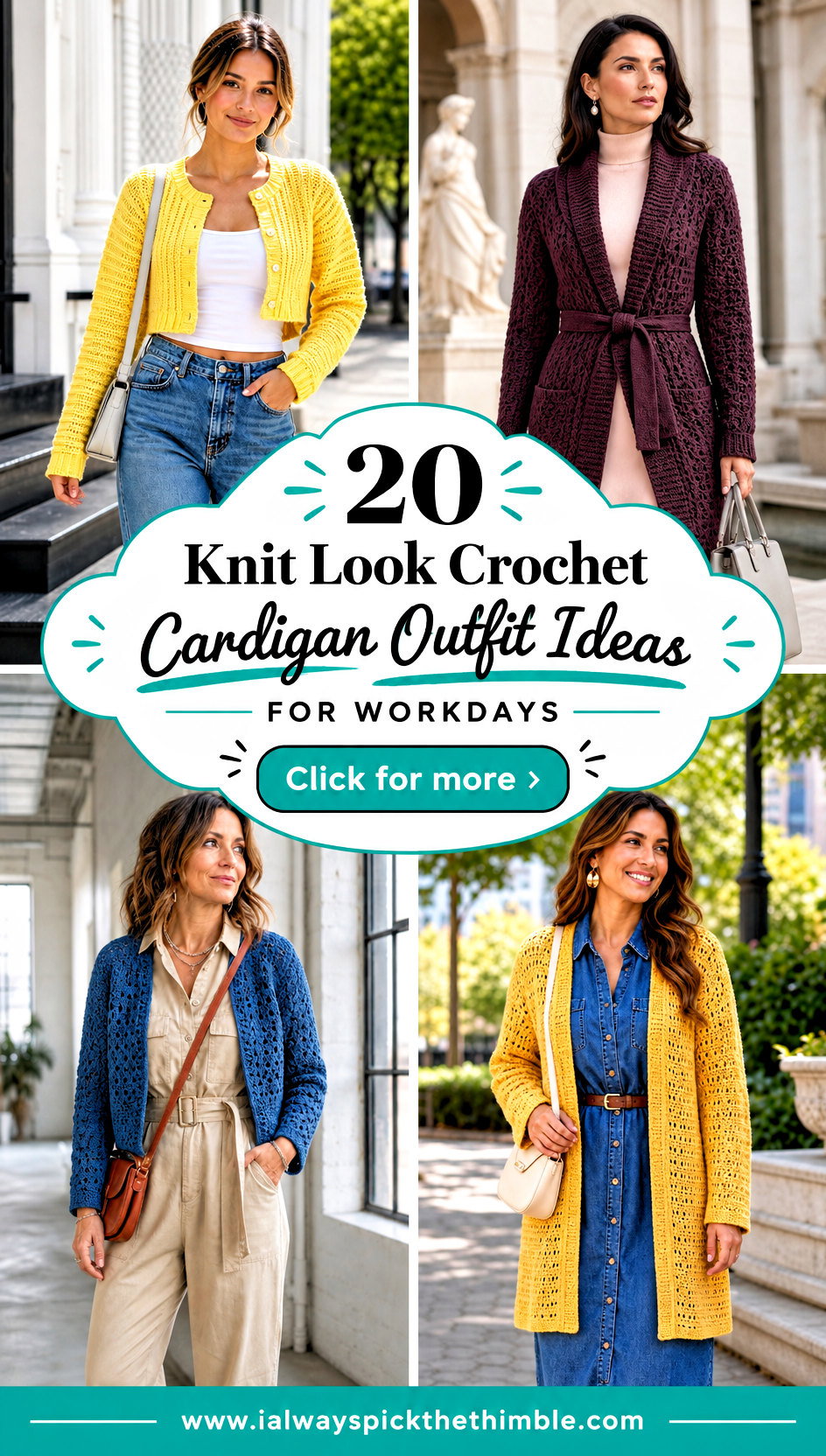 20 Knit Look Crochet Cardigan Outfit Ideas for Workdays - 20 Knit Look Crochet Cardigan Outfit Ideas for Workdays