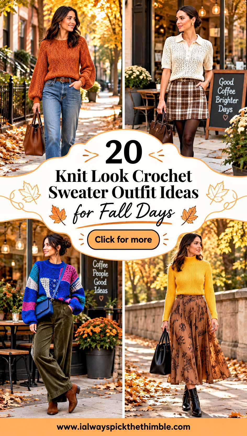 20 Knit Look Crochet Sweater Outfit Ideas for Fall Days - 20 Knit Look Crochet Sweater Outfit Ideas for Fall Days