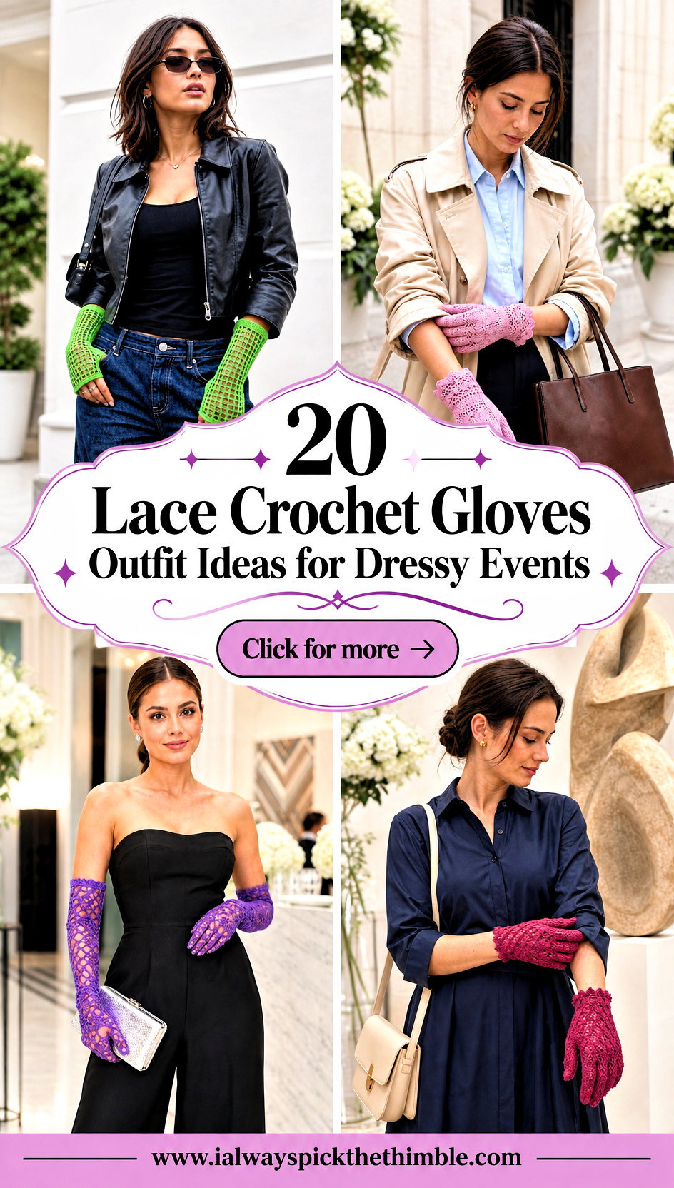 20 Lace Crochet Gloves Outfit Ideas for Dressy Events - 20 Lace Crochet Gloves Outfit Ideas for Dressy Events