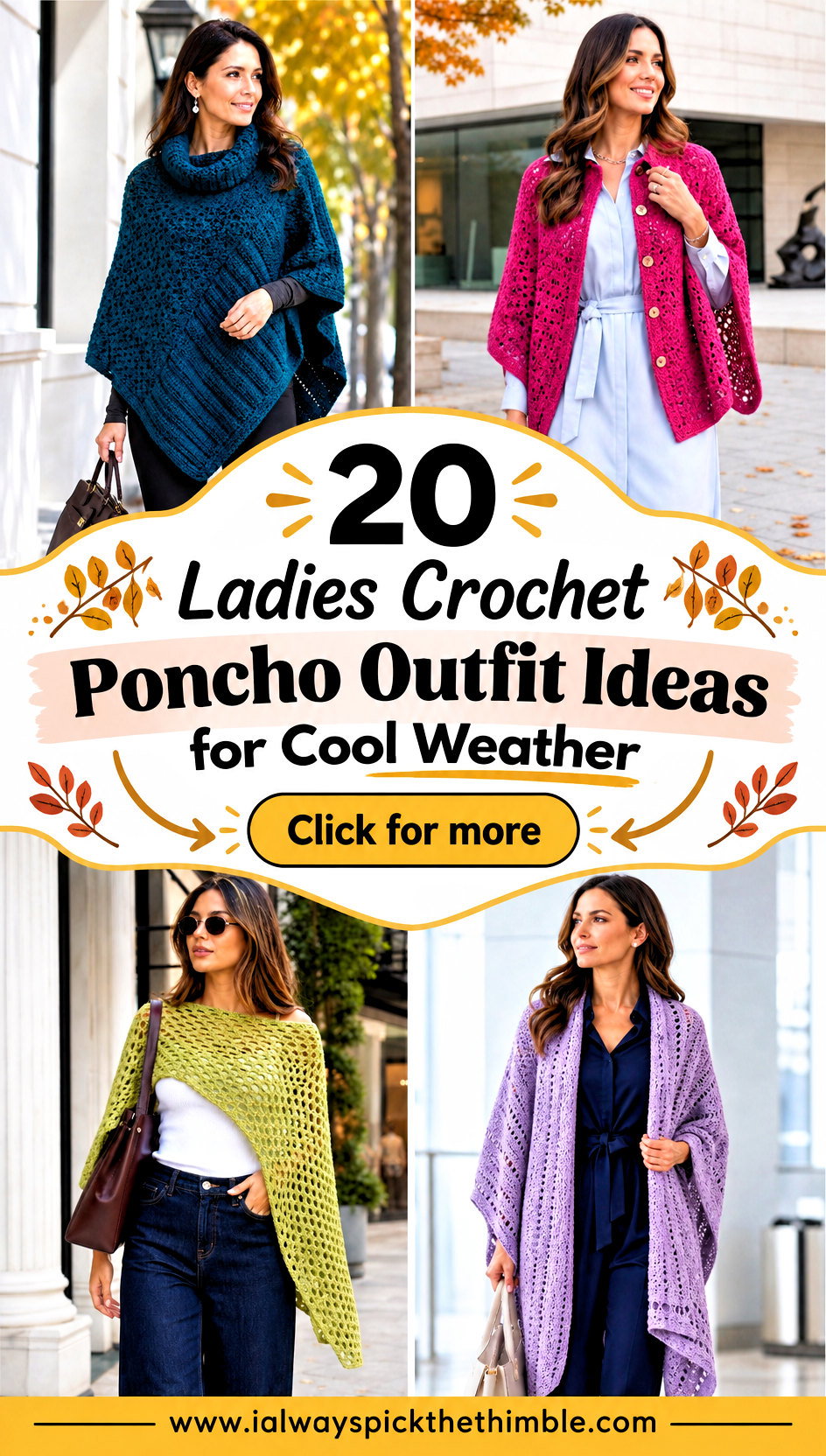 20 Ladies Crochet Poncho Outfit Ideas for Cool Weather - 20 Ladies Crochet Poncho Outfit Ideas for Cool Weather