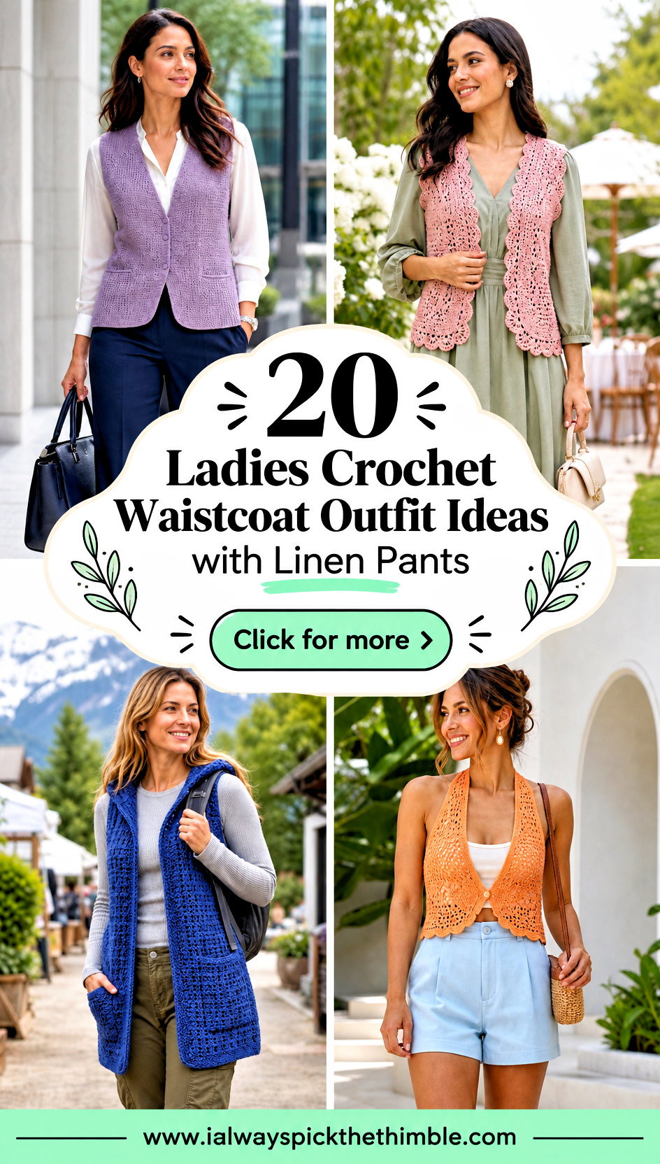 20 Ladies Crochet Waistcoat Outfit Ideas with Linen Pants - 20 Ladies Crochet Waistcoat Outfit Ideas with Linen Pants