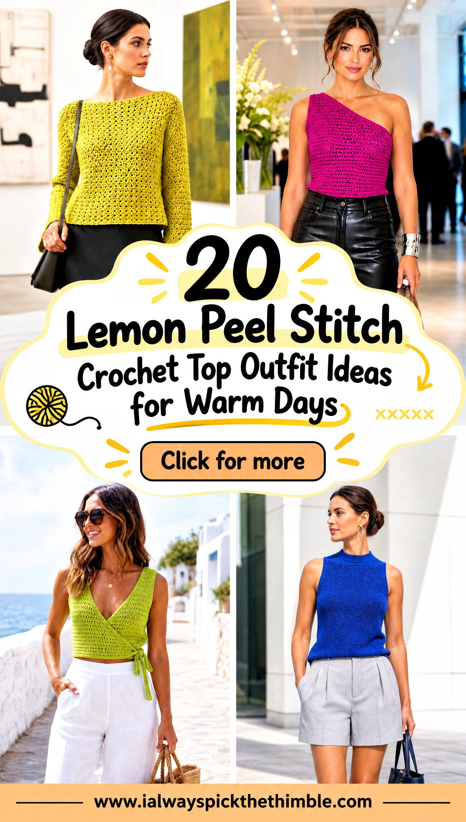 20 Lemon Peel Stitch Crochet Top Outfit Ideas for Warm Days - 20 Lemon Peel Stitch Crochet Top Outfit Ideas for Warm Days