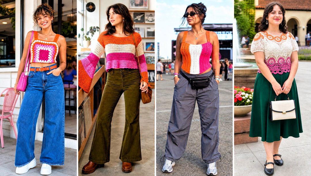20 Lesbian Flag Crochet Top Outfit Ideas for Pride Events