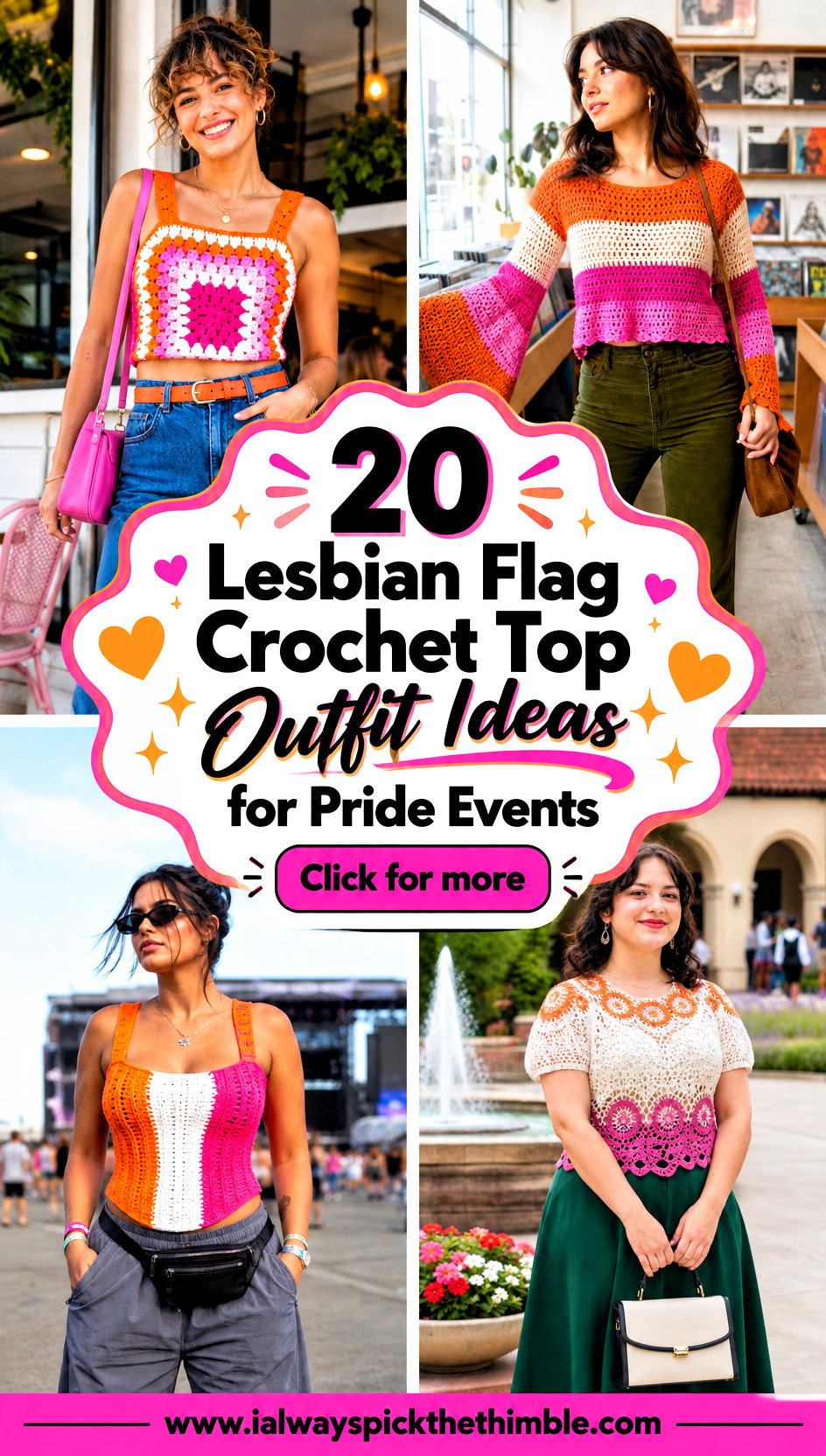 20 Lesbian Flag Crochet Top Outfit Ideas for Pride Events - 20 Lesbian Flag Crochet Top Outfit Ideas for Pride Events