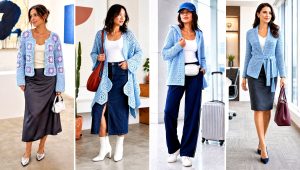 20 Light Blue Crochet Cardigan Outfit Ideas for Soft Layers