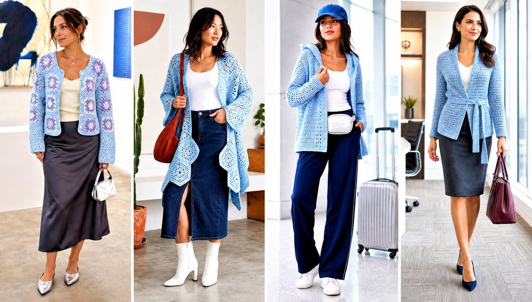20 Light Blue Crochet Cardigan Outfit Ideas for Soft Layers