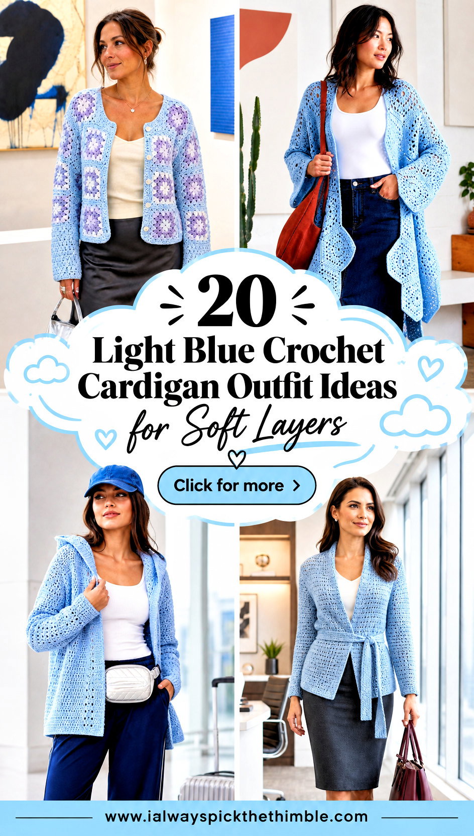 20 Light Blue Crochet Cardigan Outfit Ideas for Soft Layers - 20 Light Blue Crochet Cardigan Outfit Ideas for Soft Layers