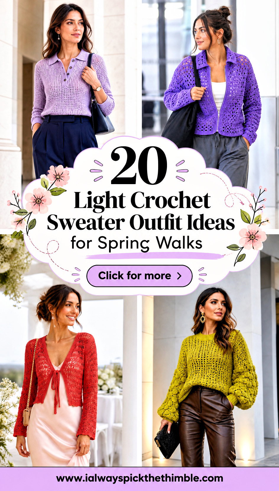 20 Light Crochet Sweater Outfit Ideas for Spring Walks - 20 Light Crochet Sweater Outfit Ideas for Spring Walks
