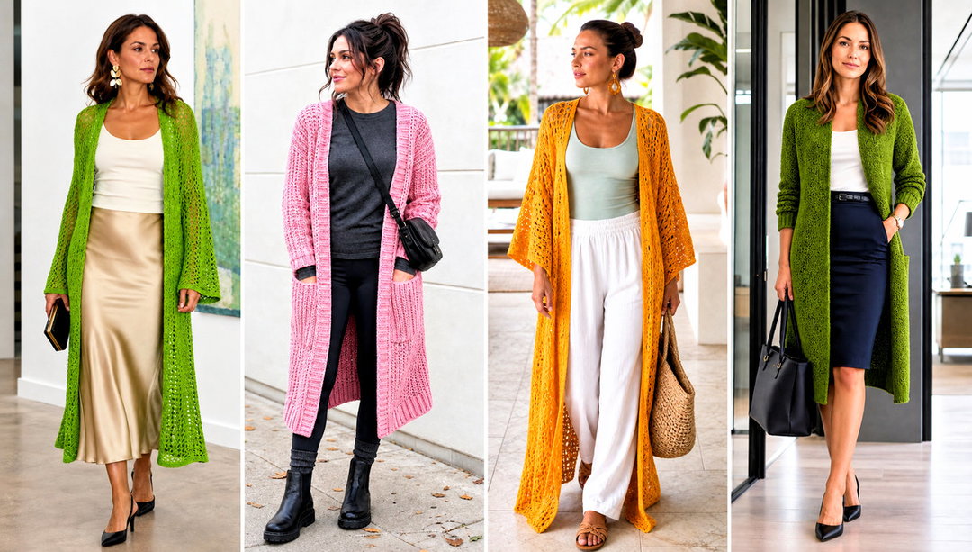 20 Long Crochet Cardigan Outfit Ideas With Jeans and Boots