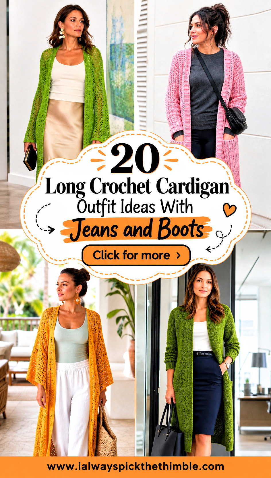 20 Long Crochet Cardigan Outfit Ideas With Jeans and Boots - 20 Long Crochet Cardigan Outfit Ideas With Jeans and Boots