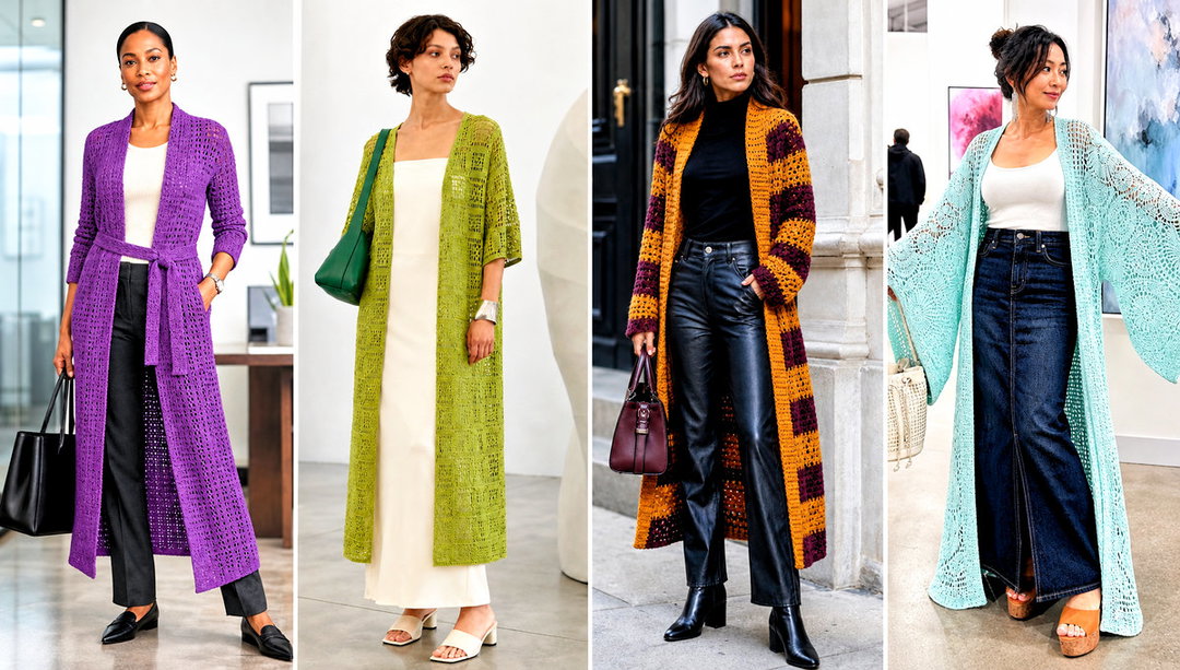 20 Long Crochet Duster Outfit Ideas for Boho Layering