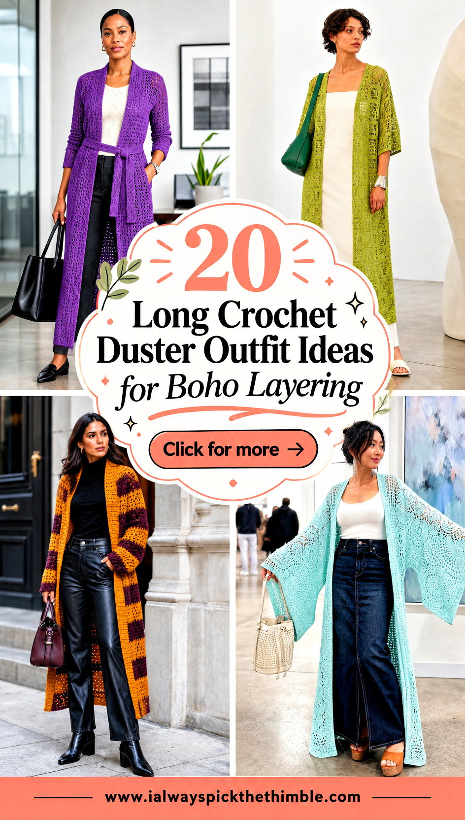20 Long Crochet Duster Outfit Ideas for Boho Layering - 20 Long Crochet Duster Outfit Ideas for Boho Layering