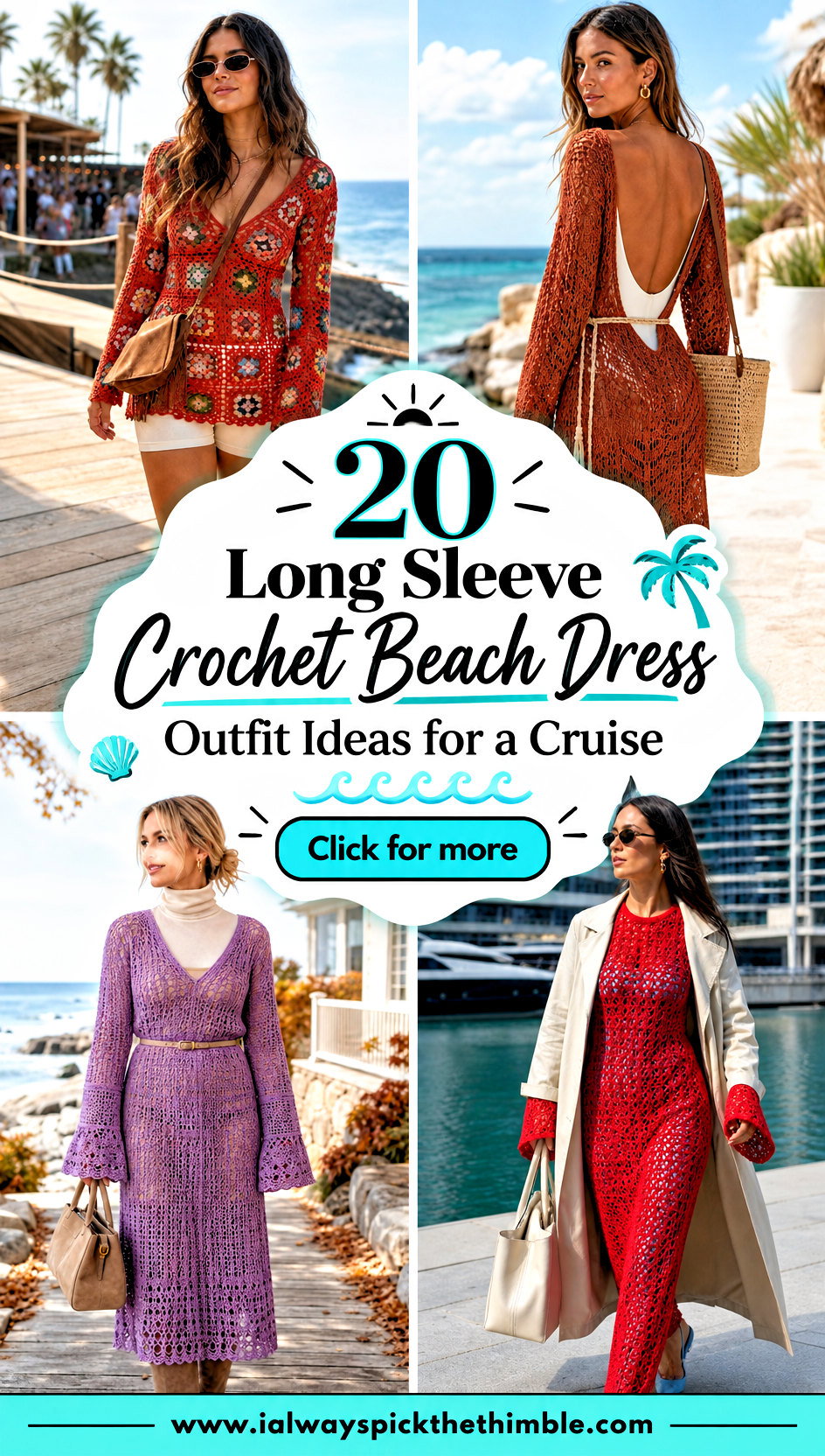 20 Long Sleeve Crochet Beach Dress Outfit Ideas for a Cruise - 20 Long Sleeve Crochet Beach Dress Outfit Ideas for a Cruise