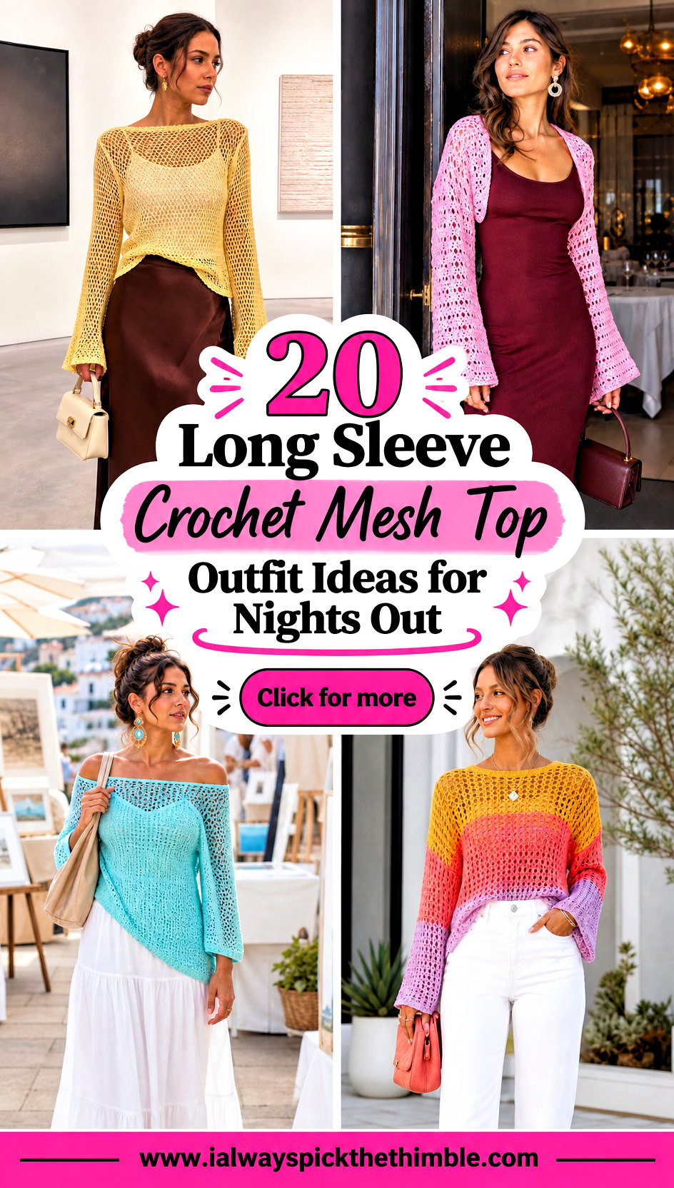 20 Long Sleeve Crochet Mesh Top Outfit Ideas for Nights Out - 20 Long Sleeve Crochet Mesh Top Outfit Ideas for Nights Out