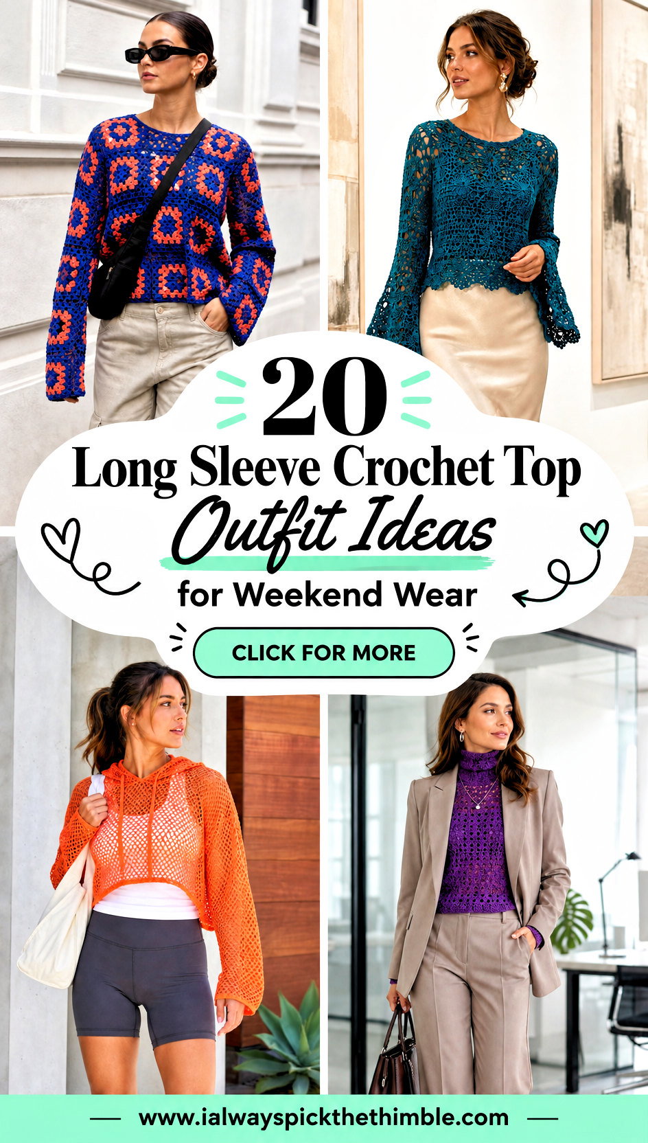 20 Long Sleeve Crochet Top Outfit Ideas for Weekend Wear - 20 Long Sleeve Crochet Top Outfit Ideas for Weekend Wear