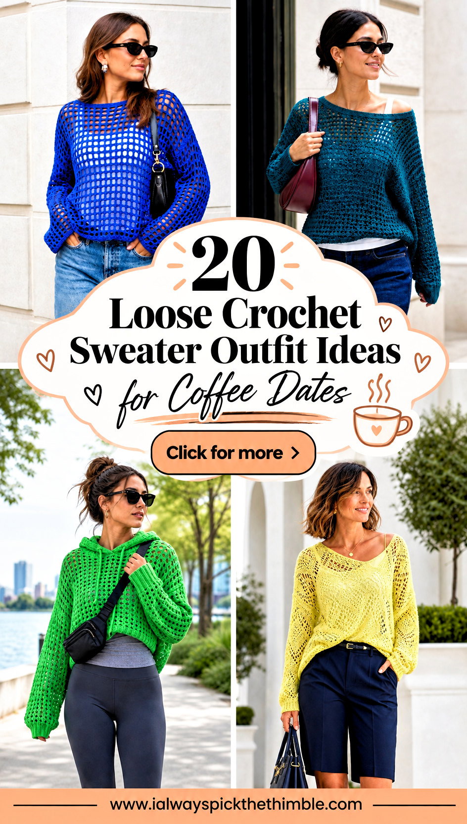 20 Loose Crochet Sweater Outfit Ideas for Coffee Dates - 20 Loose Crochet Sweater Outfit Ideas for Coffee Dates