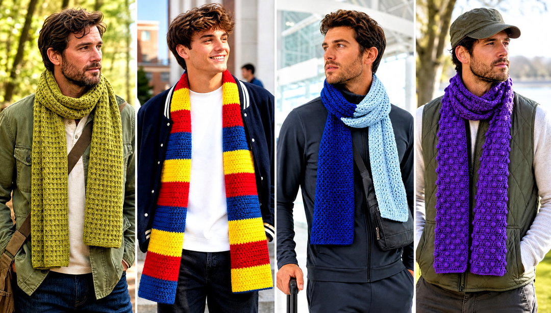 20 Male Crochet Scarf Outfit Ideas for Cold-Weather Layers