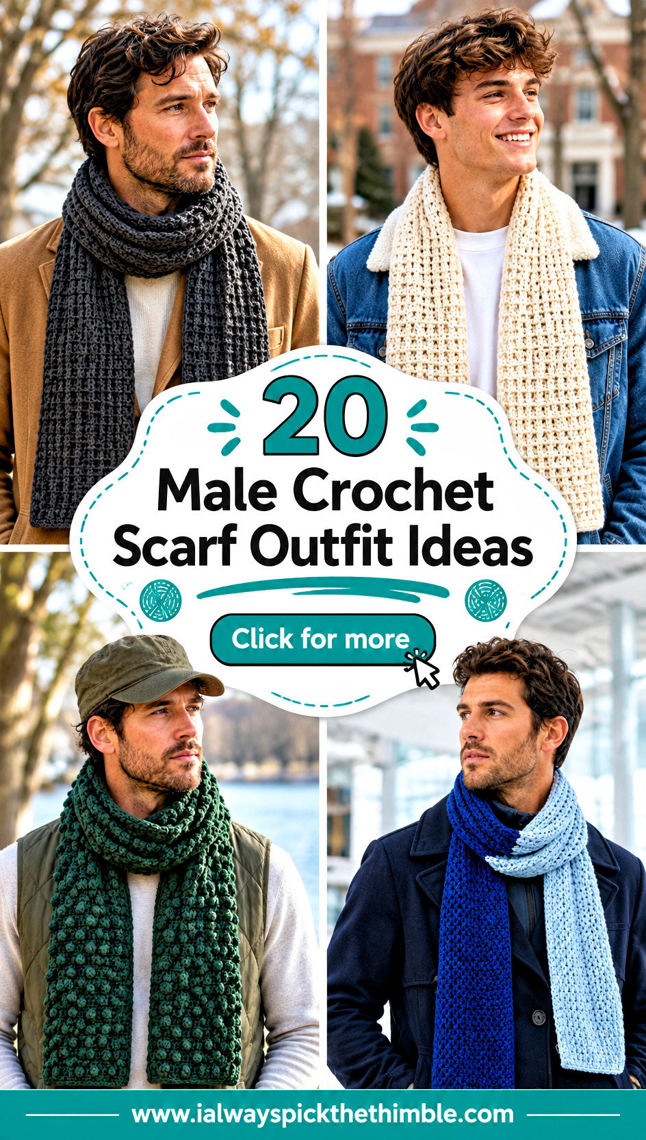 20 Male Crochet Scarf Outfit Ideas for Cold-Weather Layers - 20 Male Crochet Scarf Outfit Ideas for Cold-Weather Layers