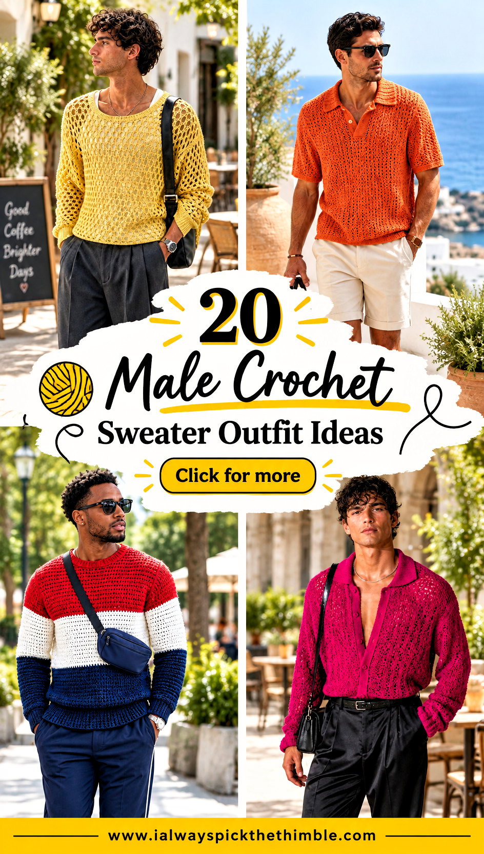20 Male Crochet Sweater Outfit Ideas for Casual Weekends - 20 Male Crochet Sweater Outfit Ideas for Casual Weekends
