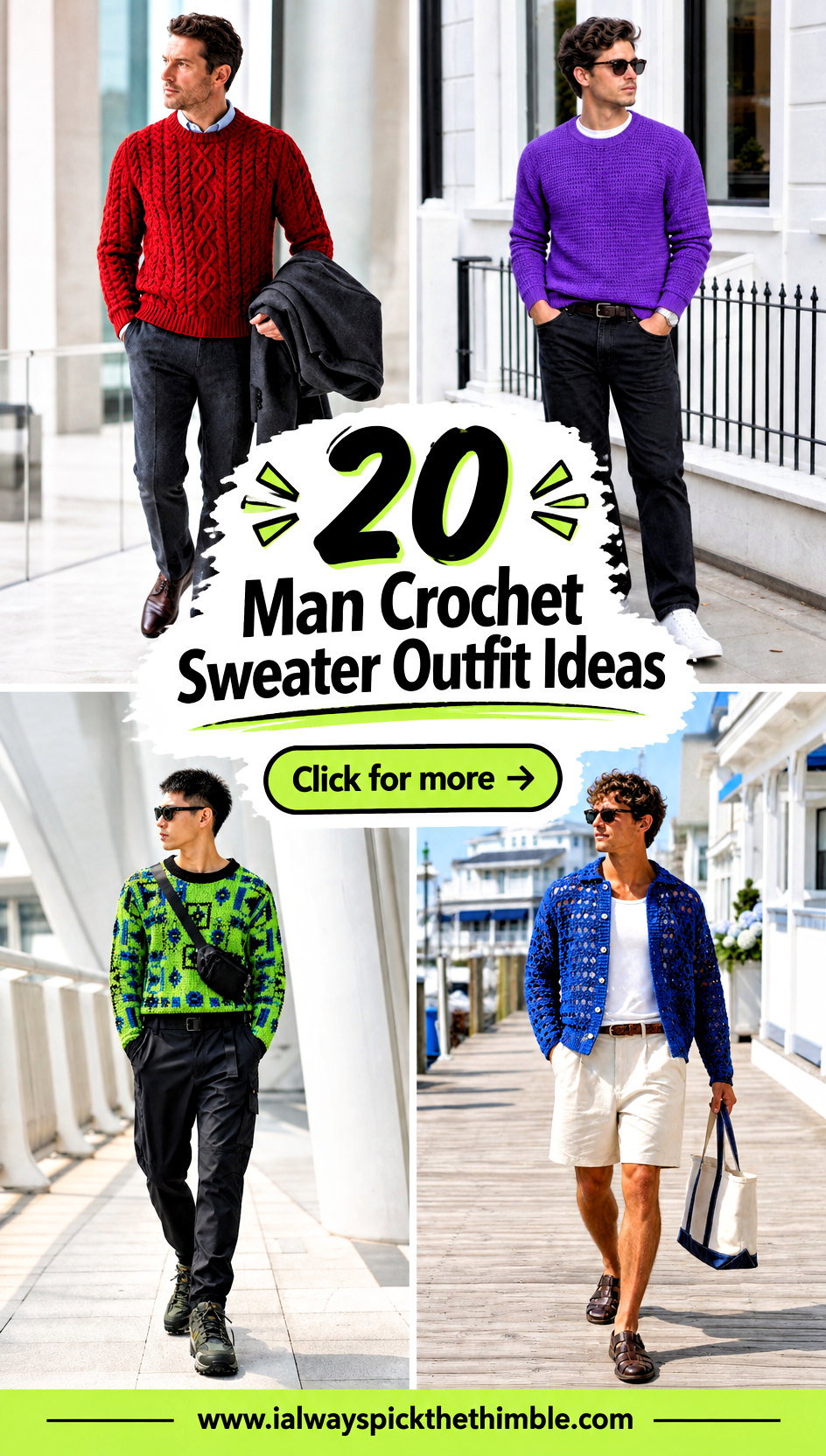 20 Man Crochet Sweater Outfit Ideas for Relaxed Street Style - 20 Man Crochet Sweater Outfit Ideas for Relaxed Street Style