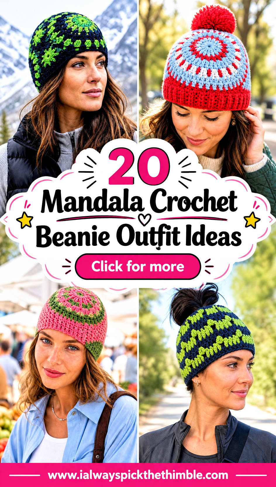 20 Mandala Crochet Beanie Outfit Ideas for Colorful Layers - 20 Mandala Crochet Beanie Outfit Ideas for Colorful Layers