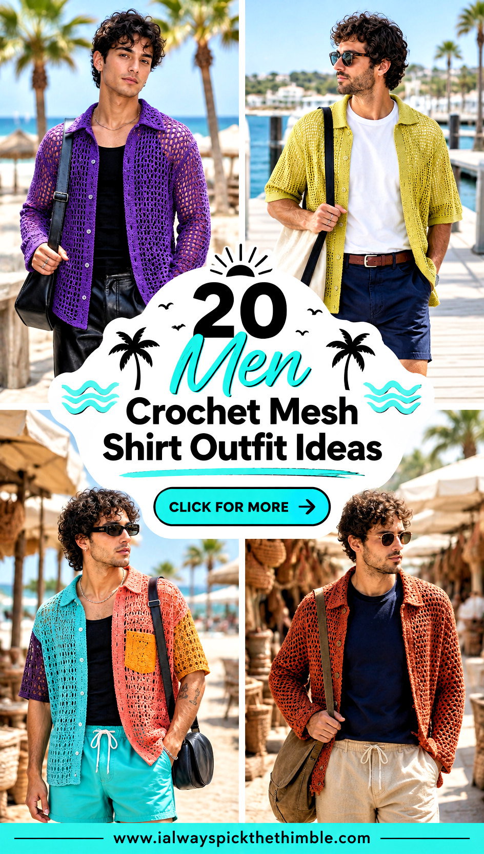 20 Men Crochet Mesh Shirt Outfit Ideas for Beach Days - 20 Men Crochet Mesh Shirt Outfit Ideas for Beach Days