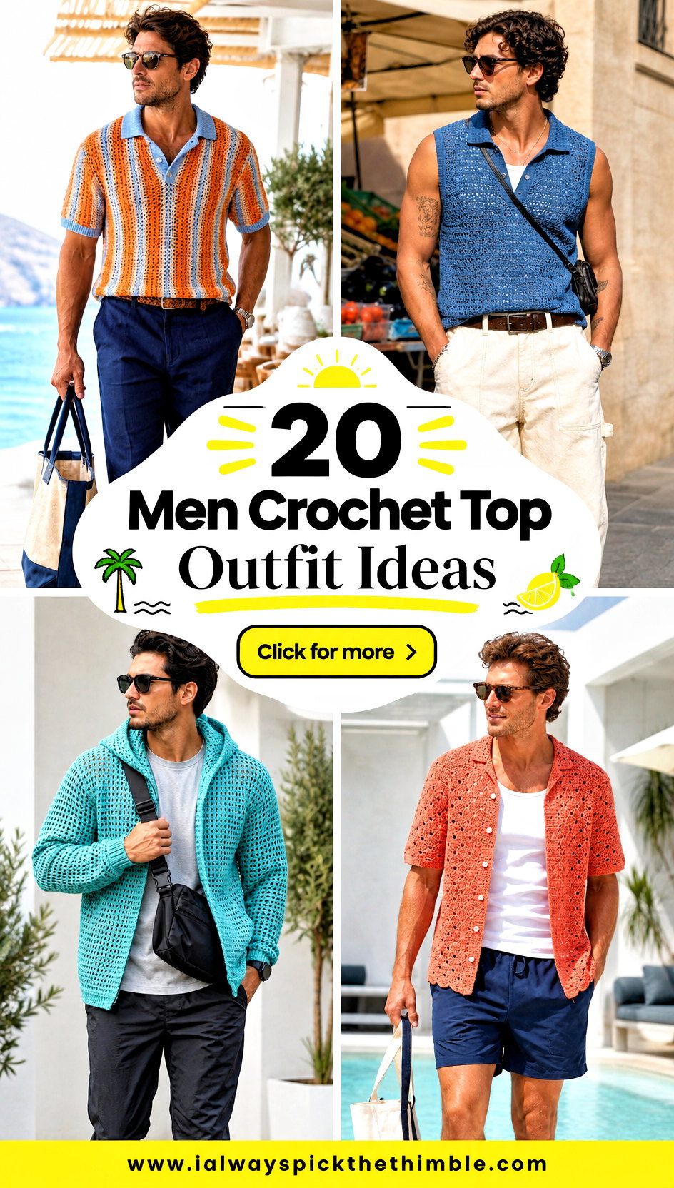 20 Men Crochet Top Outfit Ideas for Modern Summer Style - 20 Men Crochet Top Outfit Ideas for Modern Summer Style