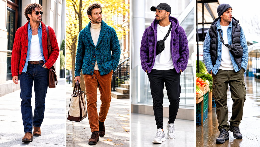 20 Mens Crochet Cardigan Outfit Ideas for Polished Layers