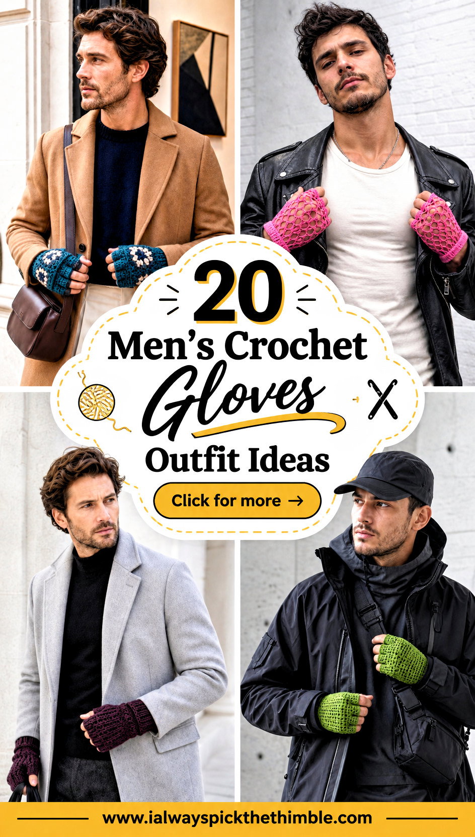 20 Mens Crochet Gloves Outfit Ideas for Chilly Commutes - 20 Men’s Crochet Gloves Outfit Ideas for Chilly Commutes