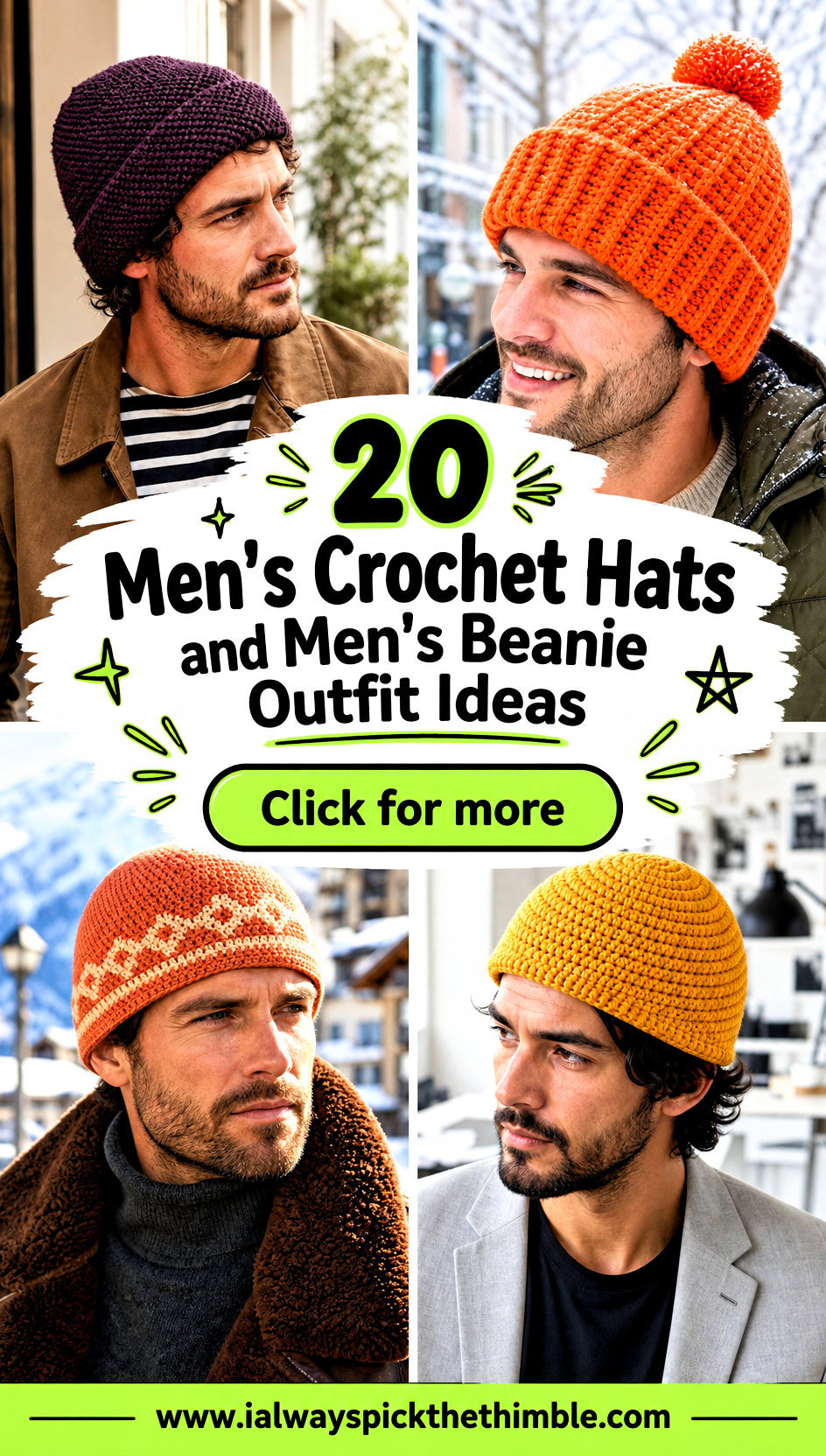 20 Mens Crochet Hats and Mens Beanie Outfit Ideas - 20 Men’s Crochet Hats and Men’s Beanie Outfit Ideas