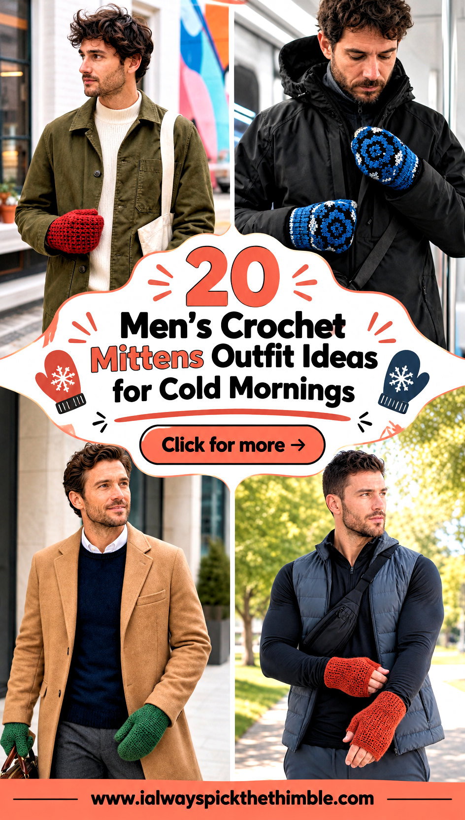 20 Mens Crochet Mittens Outfit Ideas for Cold Mornings - 20 Men’s Crochet Mittens Outfit Ideas for Cold Mornings