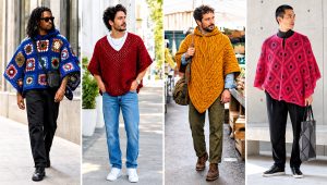 20 Men’s Crochet Poncho Outfit Ideas for Breezy Evenings