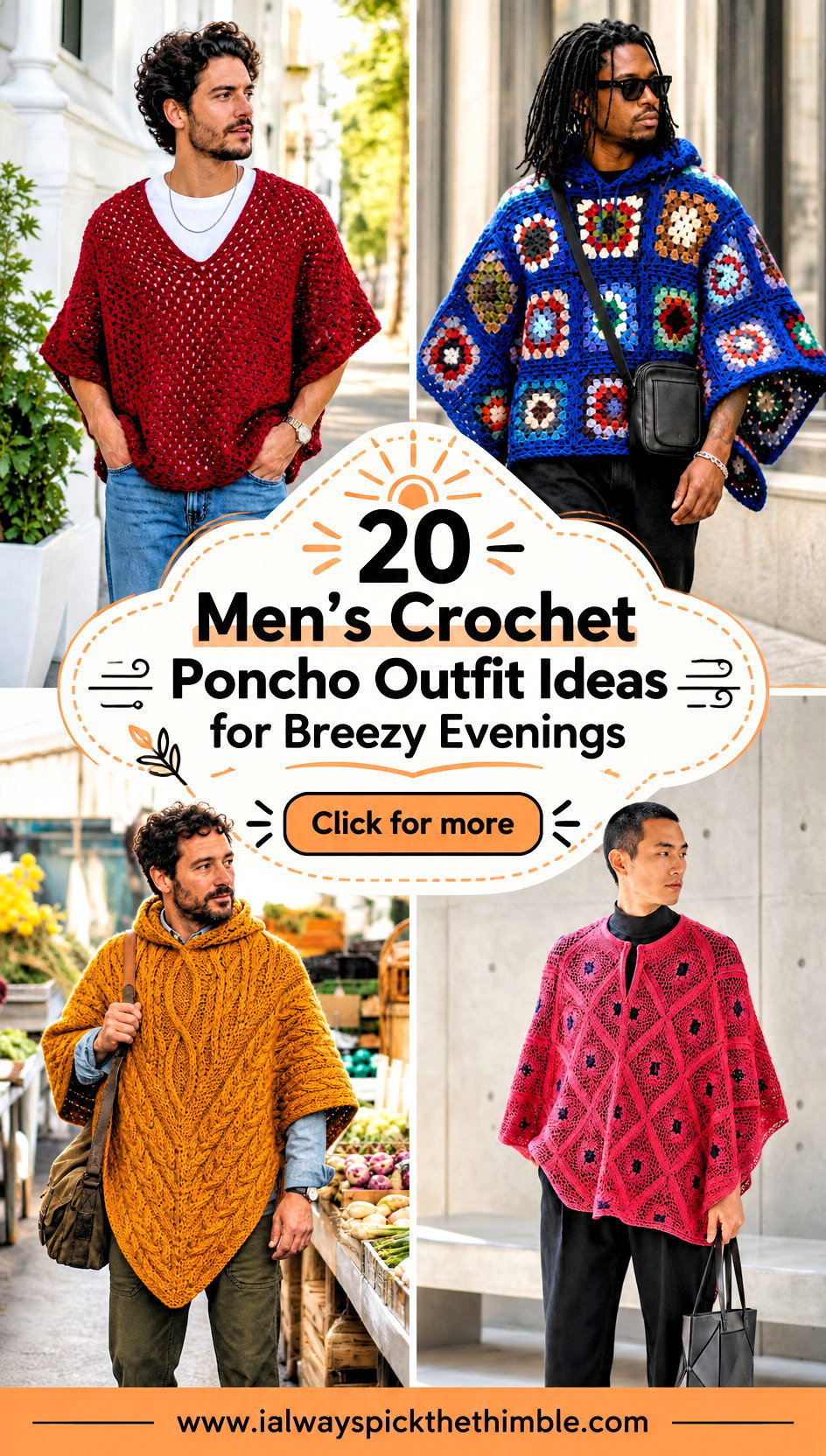 20 Mens Crochet Poncho Outfit Ideas for Breezy Evenings - 20 Men’s Crochet Poncho Outfit Ideas for Breezy Evenings