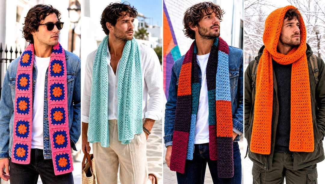 20 Mens Crochet Scarf Outfit Ideas for Everyday Warmth