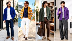 20 Men’s Crochet Shawl Collar Cardigan Outfit Ideas for Work