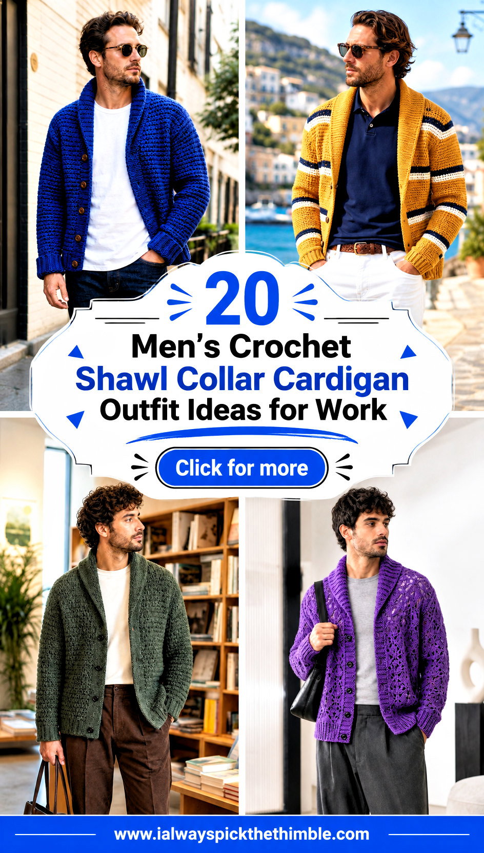 20 Mens Crochet Shawl Collar Cardigan Outfit Ideas for Work - 20 Men’s Crochet Shawl Collar Cardigan Outfit Ideas for Work