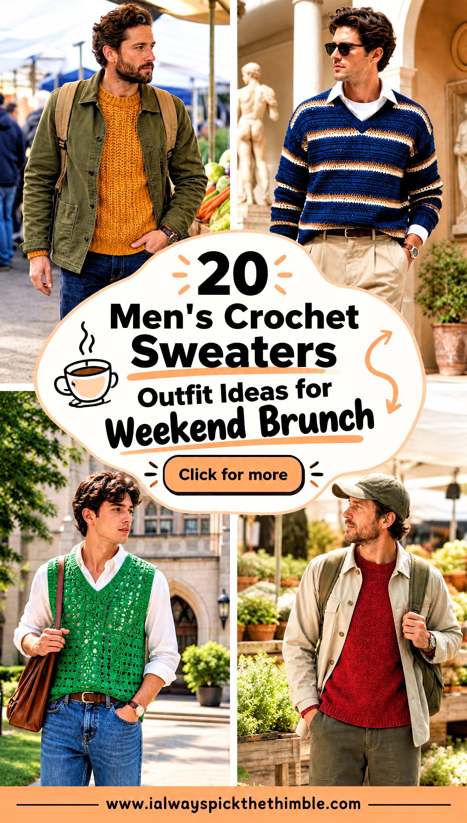 20 Mens Crochet Sweaters Outfit Ideas for Weekend Brunch - 20 Men’s Crochet Sweaters Outfit Ideas for Weekend Brunch