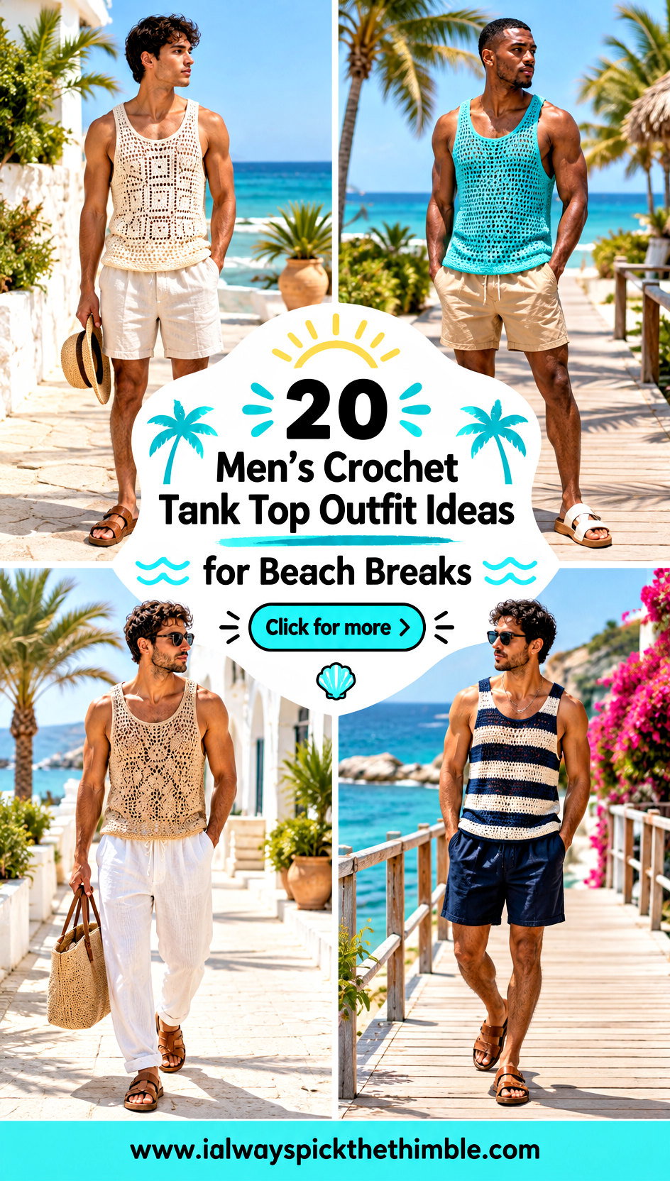 20 Mens Crochet Tank Top Outfit Ideas for Beach Breaks - 20 Men’s Crochet Tank Top Outfit Ideas for Beach Breaks