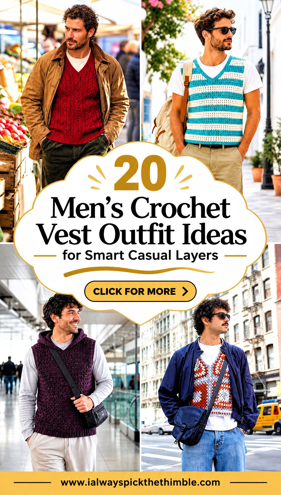 20 Mens Crochet Vest Outfit Ideas for Smart Casual Layers - 20 Men’s Crochet Vest Outfit Ideas for Smart Casual Layers