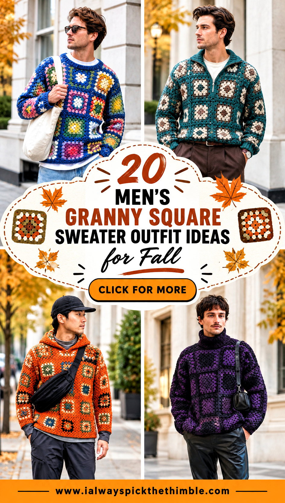 20 Mens Granny Square Sweater Outfit Ideas for Fall - 20 Men’s Granny Square Sweater Outfit Ideas for Fall