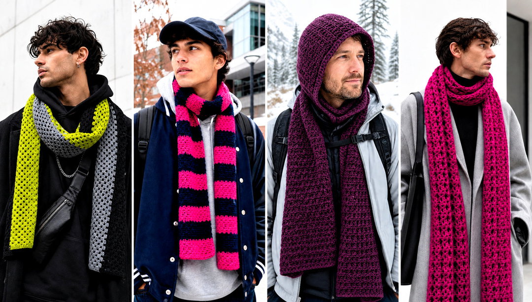 20 Mens Winter Crochet Scarf Outfit Ideas for Work