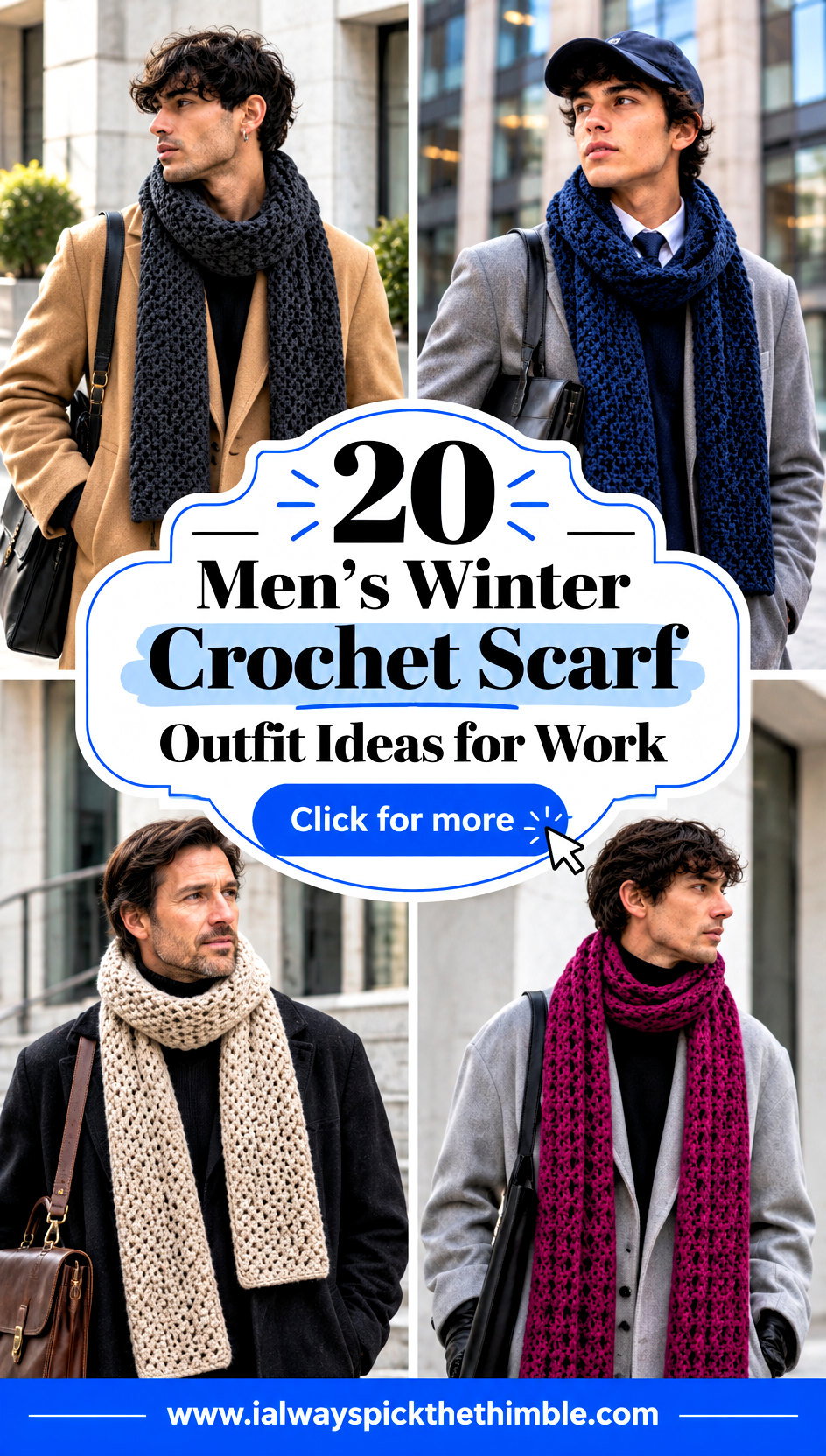20 Mens Winter Crochet Scarf Outfit Ideas for Work - 20 Men’s Winter Crochet Scarf Outfit Ideas for Work