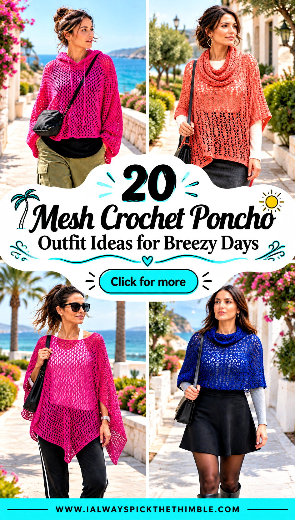 20 Mesh Crochet Poncho Outfit Ideas for Breezy Days - 20 Mesh Crochet Poncho Outfit Ideas for Breezy Days